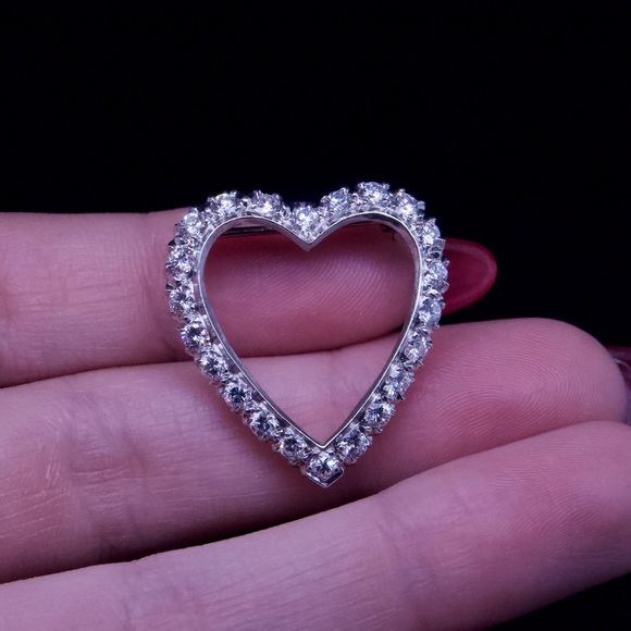 14k Vintage Diamond Heart Pin/Pendant - Picture 3 of 7